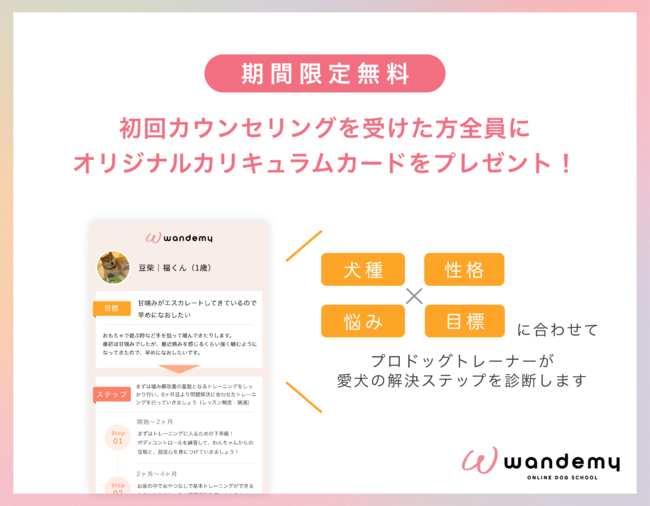 “500人の飼い主の声”から開発されたオーダーメイドカリキュラムを全国どこからでも受講オンラインドッグスクール「ｗandemy（ワンデミー）」が開校のサブ画像11