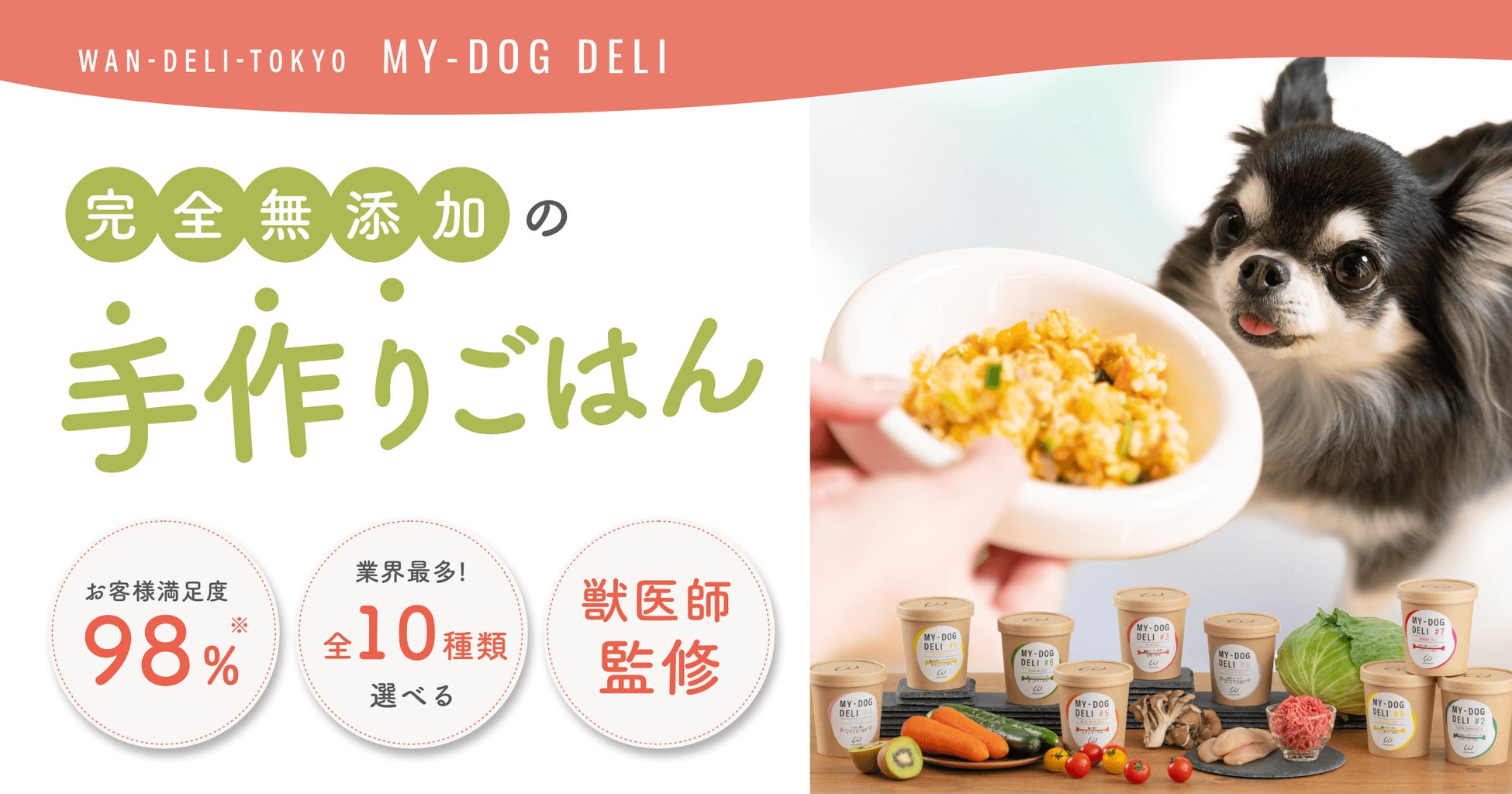 【1/11より新登場！初回購入４７％OFF】大切な愛犬の毎日の食事を健康に！獣医師監修、業界最多のメニュー数を展開する、わんちゃんの手作りごはん専門店「ワンデリトウキョウ」からお得な新サービスが登場！のサブ画像1