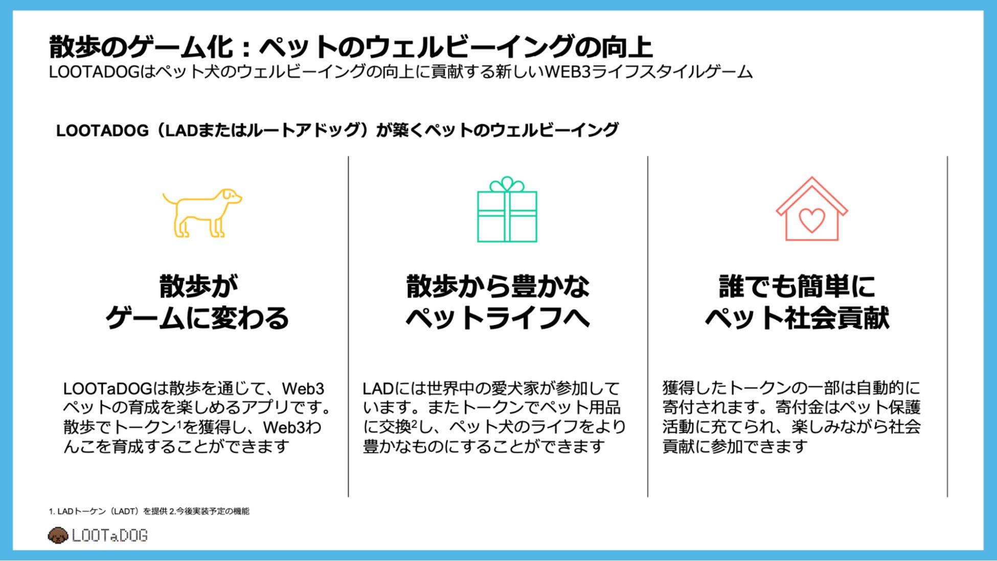 Web3わんこ育成ゲーム『LOOTaDOG』が、前回好評を博した「DOGPASS」に続き、「DOG NFT」の販売を行うことをお知らせしますのサブ画像3_散歩のゲーム化：ペットのウェルビーイングの向上