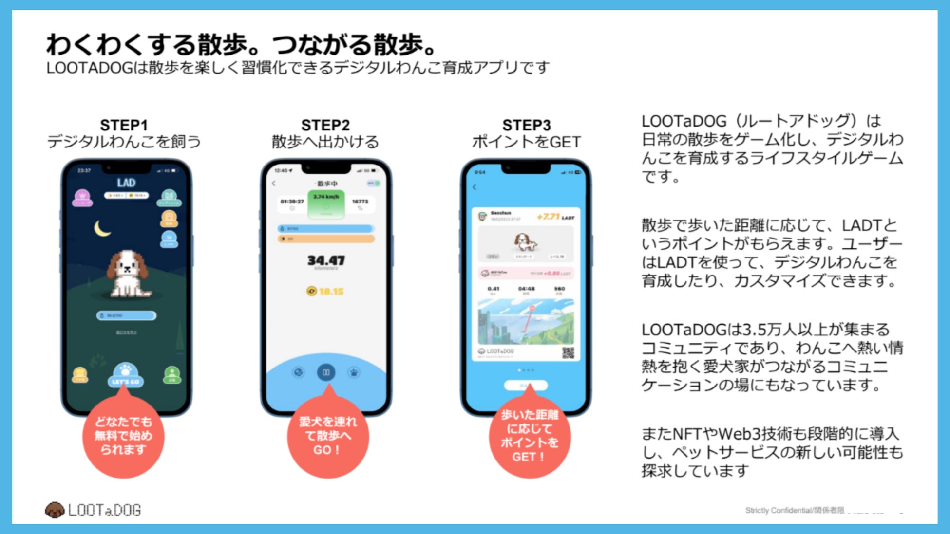 デジタルペットゲーム『LOOTaDOG』を運営するLehmanSoftと『ペットフードはドギーマン！』でお馴染みのペットメーカー、ドギーマンハヤシ株式会社によるコラボキャンペーンを実施いたしますのサブ画像2_わくわくする散歩。つながる散歩。