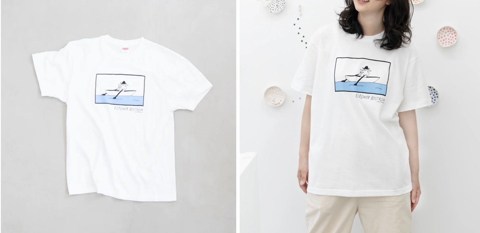 【新商品】エレオノール・ボストロム「あなたの犬を探しT（ティー）」が予約販売開始！のサブ画像4_Tシャツ（BOAT DOG・バニラホワイト）