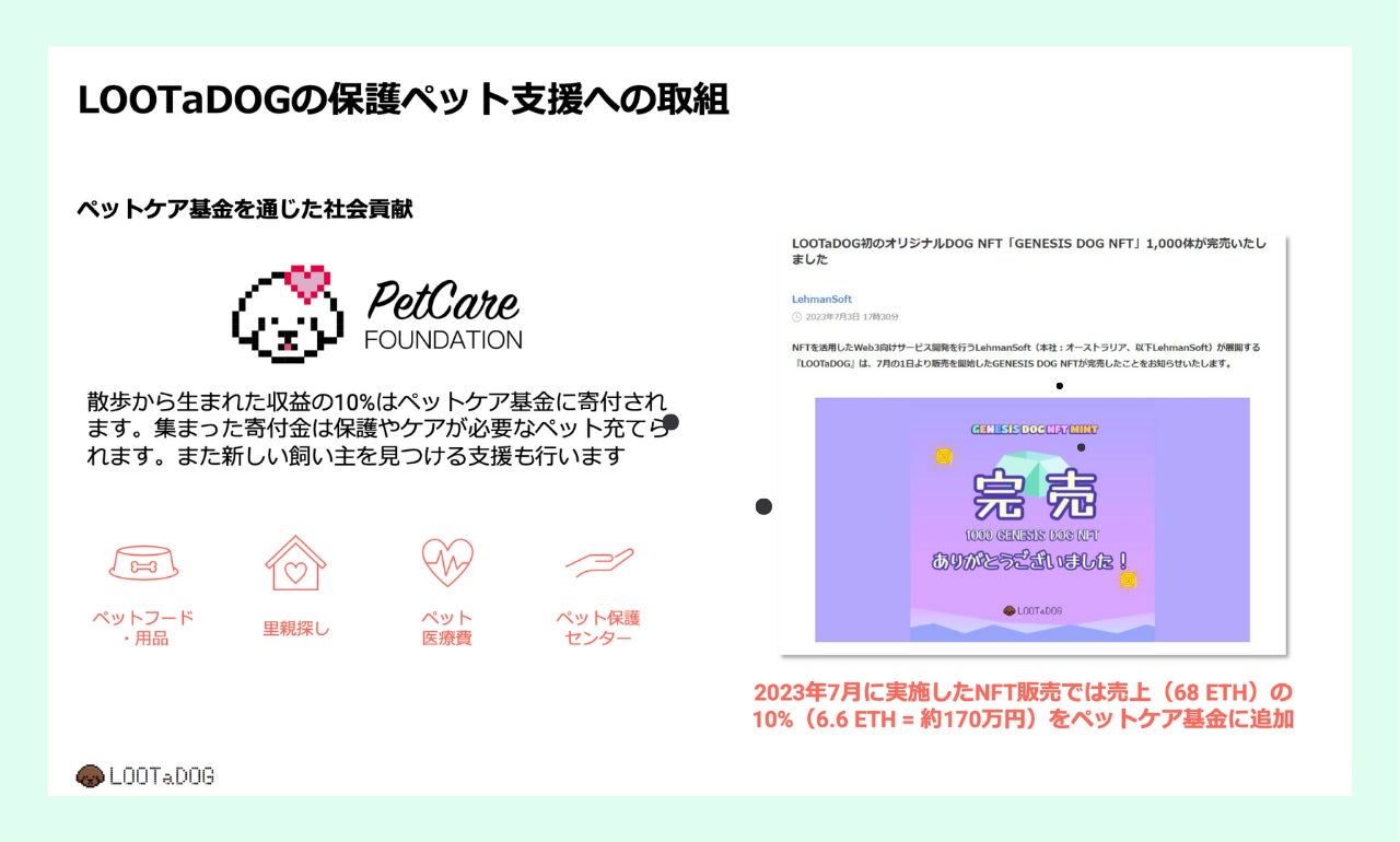 LOOTaDOG、ブロックチェーンを活用した寄付の実施に向け、ペットケアウォレットを作成いたしましたのサブ画像2