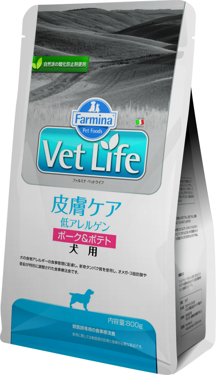 犬・猫用の療法食Vet Life 皮膚ケア - 低アレルゲン ポーク＆ポテト新発売のメイン画像