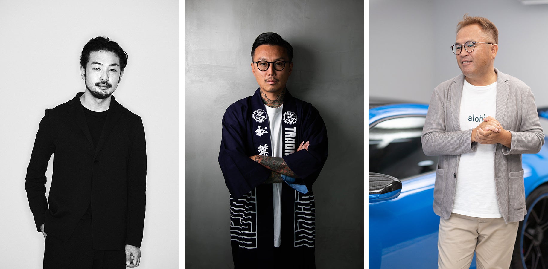 愛車をアートとして愉しめる、イノベーティブな大人のための“都会のエスケープゾーン”。スピークイージーの完全会員制ガレージ&クラブ『ESC Garage&Club』が大阪・立売堀にて9月オープン。のサブ画像18_（写真左より）細尾真孝さん、⼩島鉄平さん、⻄川淳さん