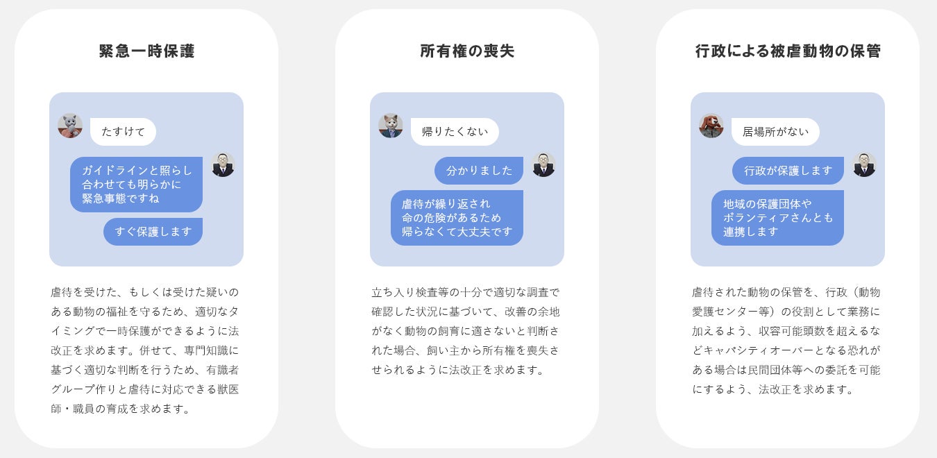 ５年に一度の動物愛護管理法の見直しに向けて、虐待されたペットを描いた啓発動画「そこが変だよ！犬猫裁判」公開のサブ画像2