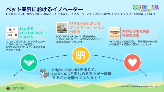NFTわんこ育成アプリ「LOOTaDOG」、SBINFT MarketでのNFT販売を発表のメイン画像
