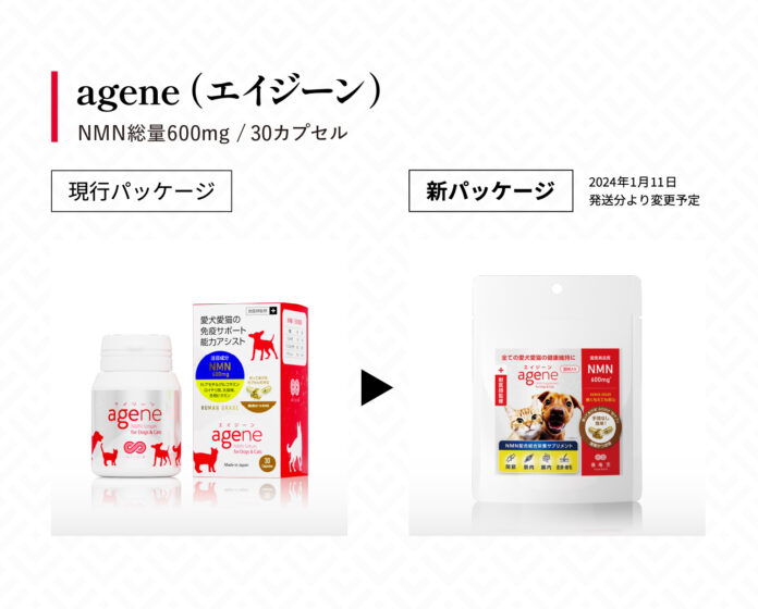 養庵堂｜ペット専用NMNサプリメント『agene（エイジーン）』パッケージリニューアルのお知らせのメイン画像