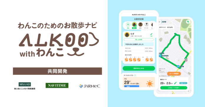 ぺット保険に新サービス　お散歩ナビサービス「ALKOO with わんこ」を共同開発のメイン画像