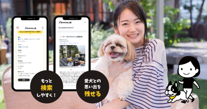 検索スポット数国内最大級へ！愛犬とのおでかけをもっと楽しくする『おでかけログ』機能も新登場 〜 おでかけわんこ部が犬の日にリニューアル〜のメイン画像