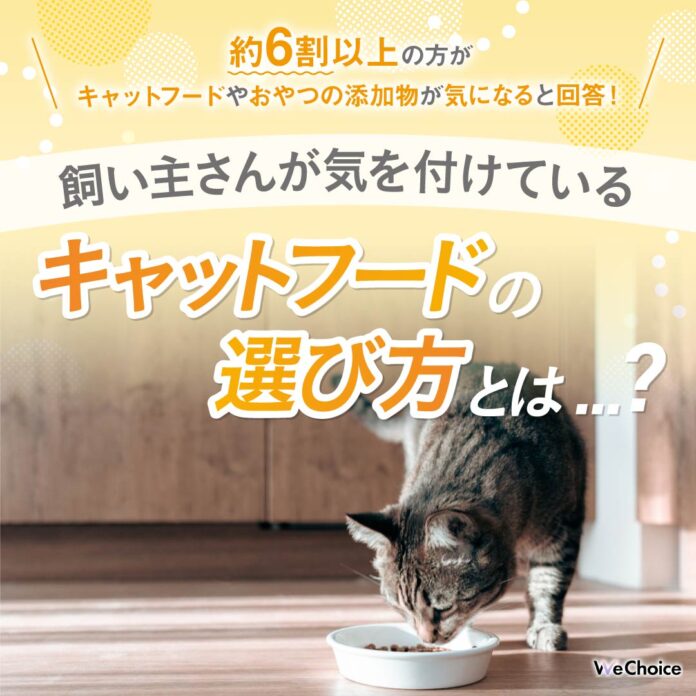 【約6割以上の方がキャットフードやおやつの添加物が気になると回答！】飼い主さんが気を付けているキャットフードの選び方とは...？のメイン画像